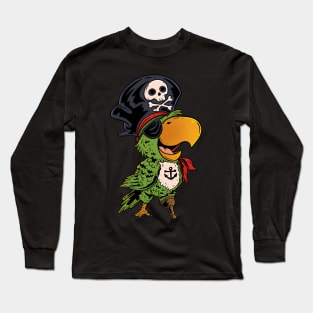 Ahoy Matey! Cute Pirate Parrot with Hat and Eyepatch Design Long Sleeve T-Shirt